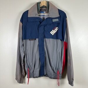Promark Men's Large Windbreaker Gray Labatt Blue Vintage Colorblock Zip Jacket